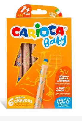 Carioca 3ü1 Arada Jumbo Ahşap Gövdeli Boya Kalemi 6lı